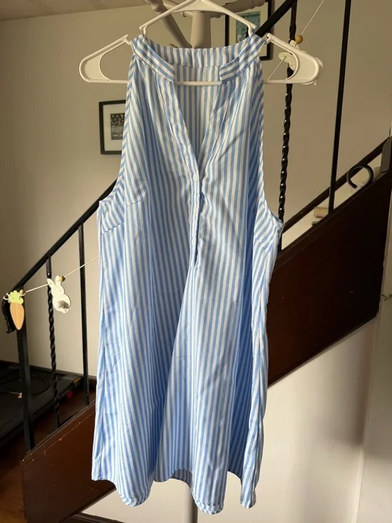 Cupshe Sleeveless Blue & White Striped Summer Dress Size Medium - Picture 5 of 8